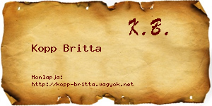 Kopp Britta névjegykártya